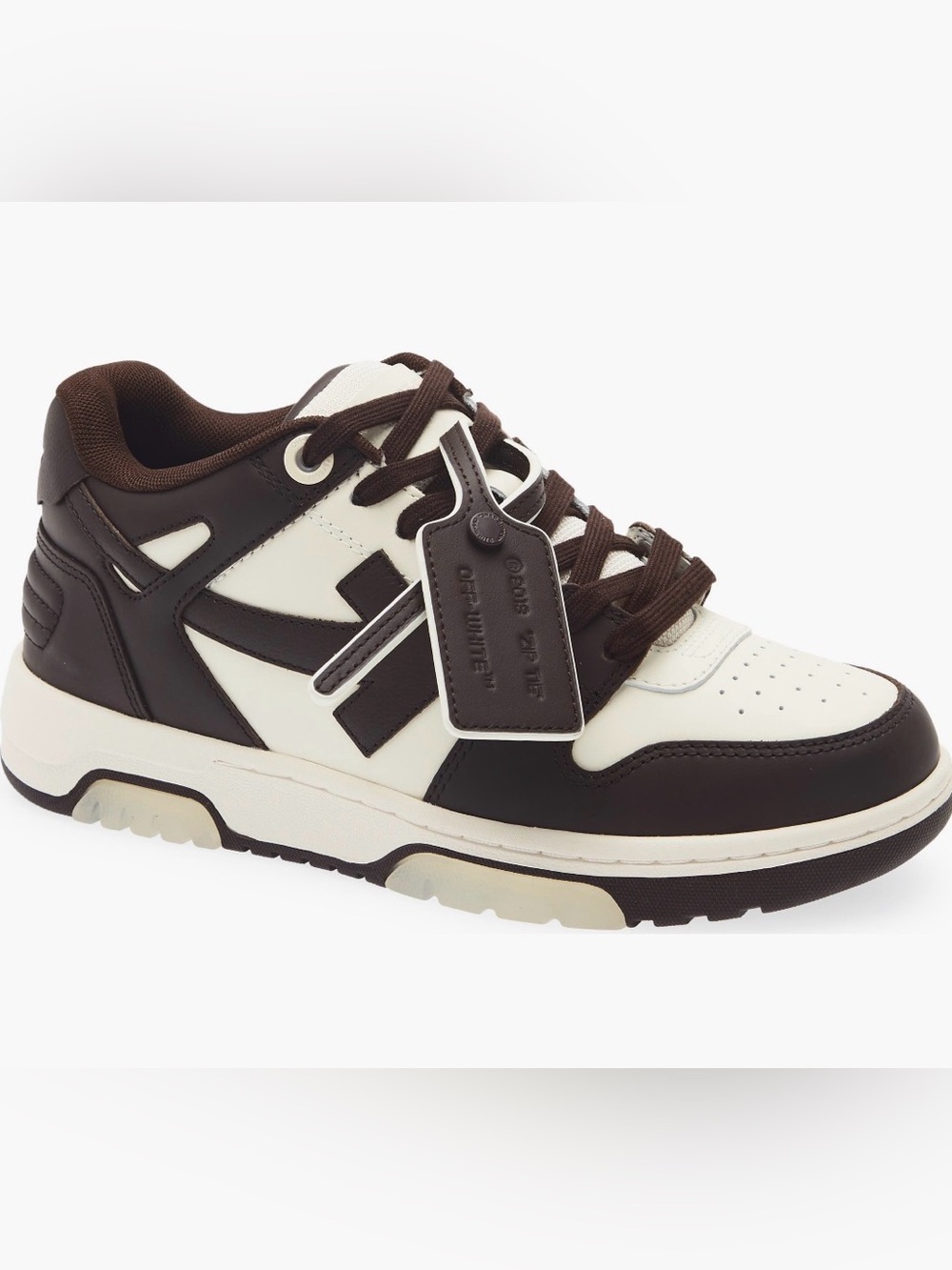 Off-White Woman’s Brown & Cream Low-Top Sneaker with Tag Detail